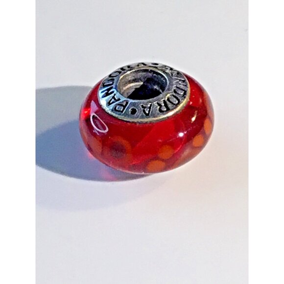 Pandora authentic Red Effervescence Murano Glass Silver Charm - Picture 2 of 5